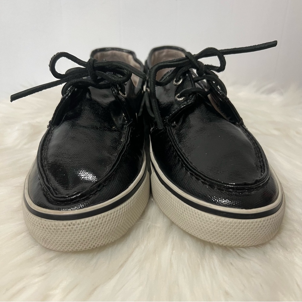 Sperry Top Siders Black Patent Glossy Boat Shoes Coastal Nautical Size 10 - Picture 2 of 13